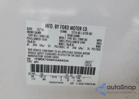 2019 Ford Explorer Xlt from USA, damaged, VIN 1FM5K7D86KGA84324